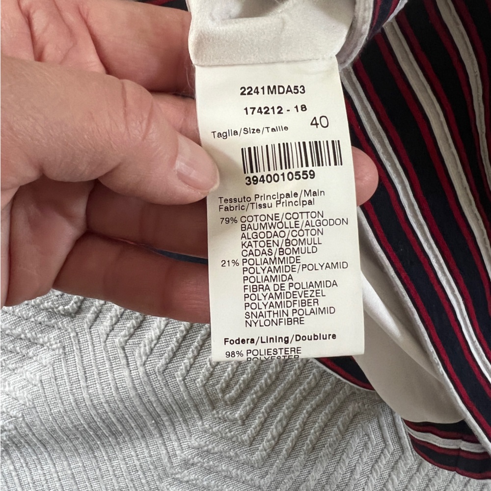 MSGM Milan red white & blue striped dress with ruffle short sleeves & pockets - Picture 13 of 16